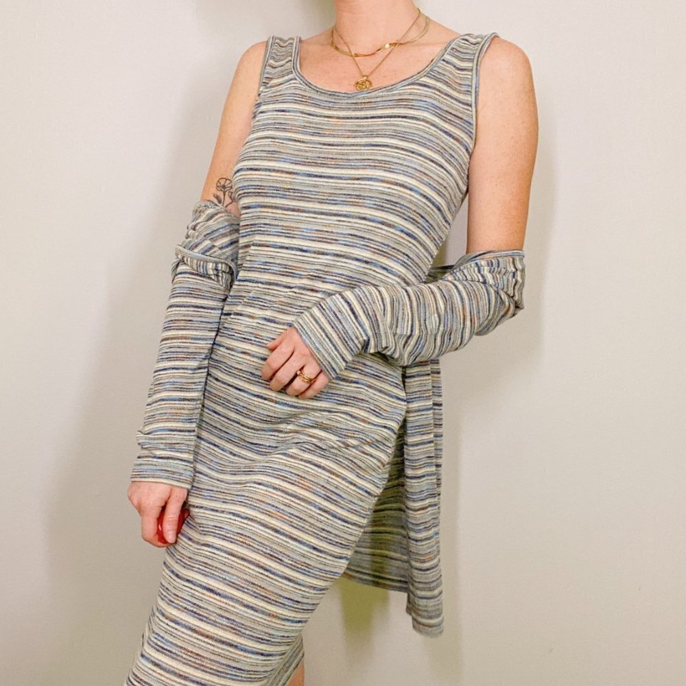 Vintage Chetta B Striped Sweater Midi Dress Set